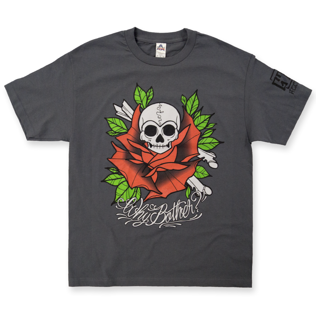 Why Bother? "Skull Rose" Charcoal Shirt